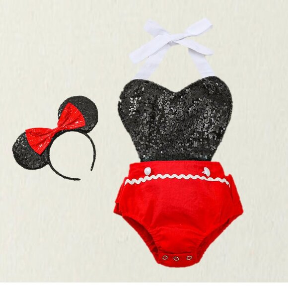 Minnie Mouse Dress Birthday Romper Dress Clothes outfit bodysuit Disney